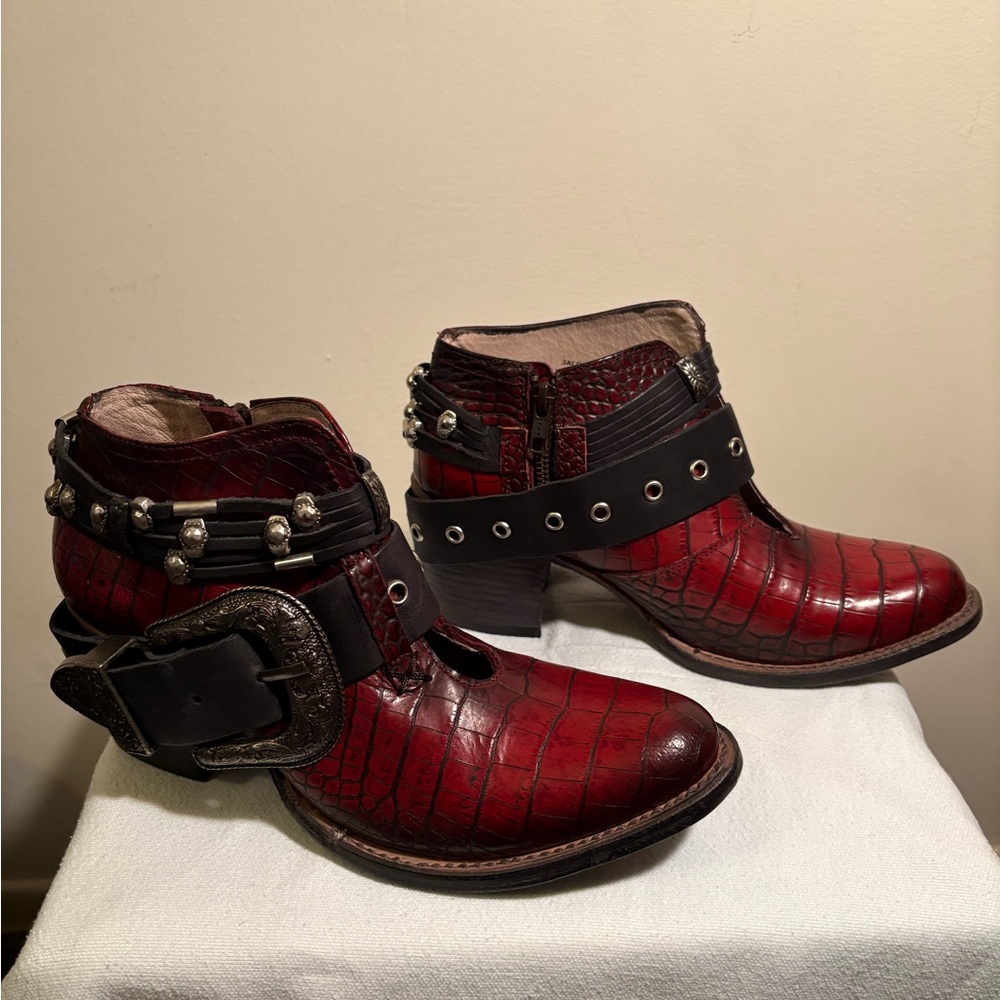 Freebird Red and Black Ankle Boots